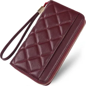 Women's Wallets Large Capacity RFID Blocking Multi Card Case Leather Clutch Wallet Mini Purse Ladies Credit Card Phone Holder Wristlet Wallet