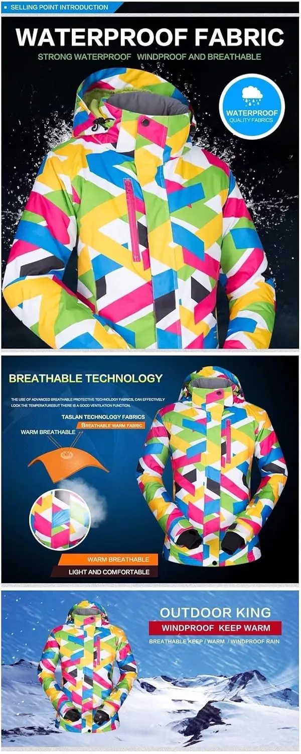 Women's Waterproof Ski Jacket Snowboard Mountain Coat Windproof Winter Warm Snow Rain Coat