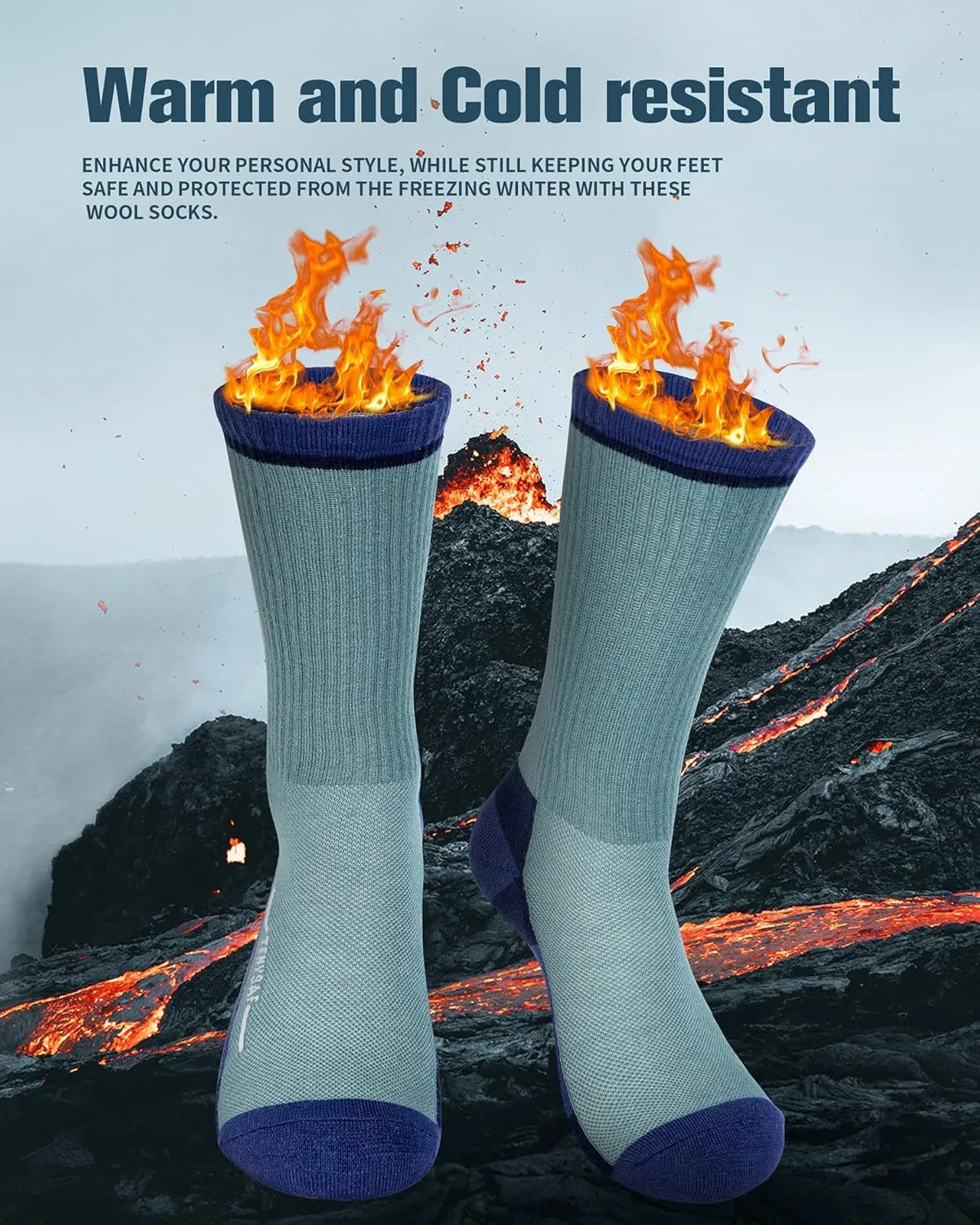 Wool Hiking Socks for Men - Women Lightweight Crew Merino Wool Socks with Cushion for Camping Hunting Work,4 pack