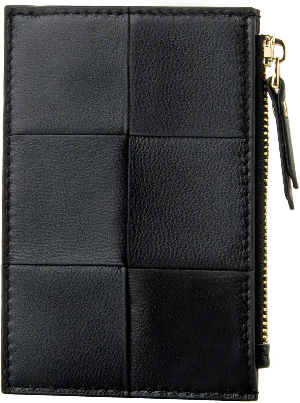 Woven Sheepskin leather Multi-Card Coin Purse, Chic Fashionable Card Holder and Small Card Wallet Woman (Black)