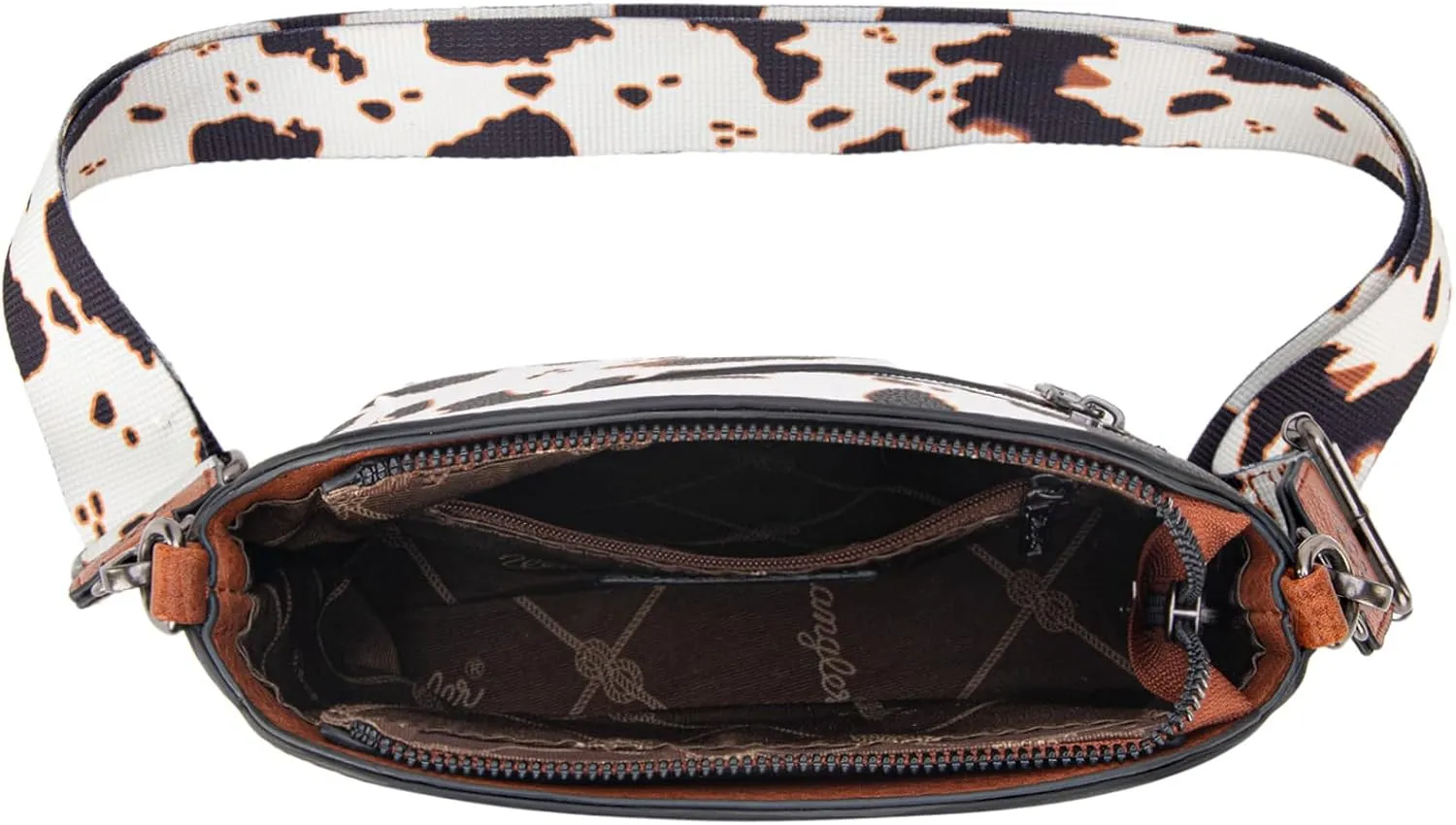 Wrangler Cow Print Crossbody Bag for Women Western Cross Body Purse with Signature Strap