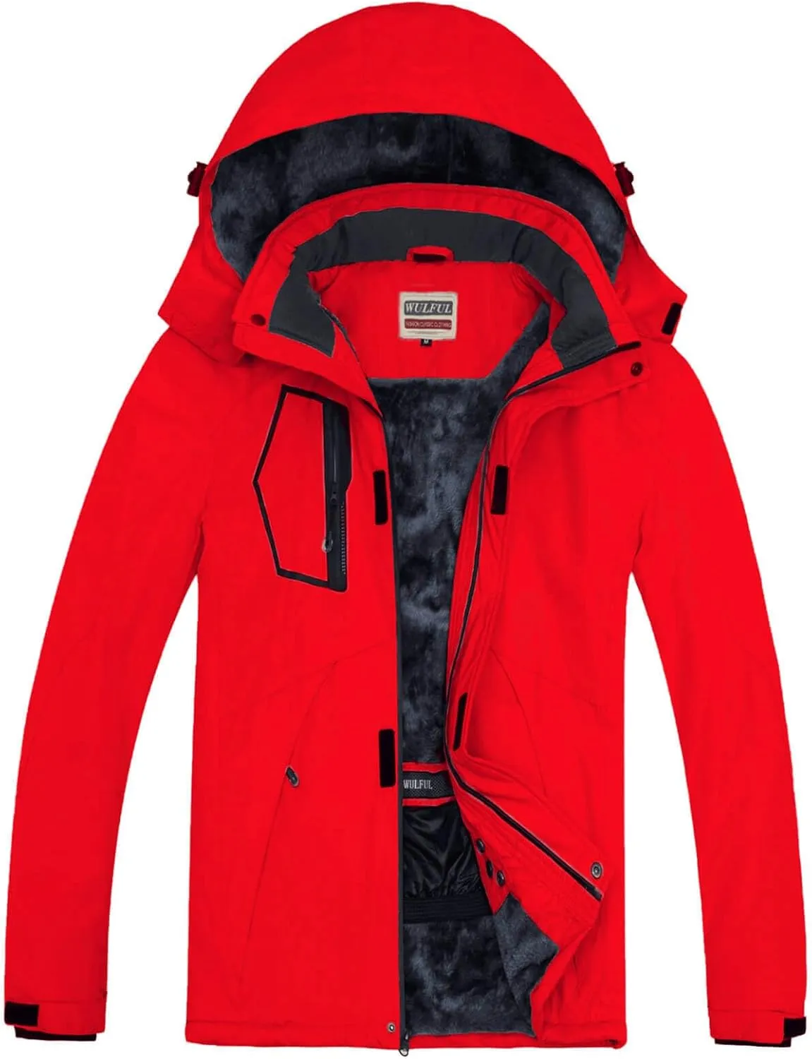 WULFUL Men's Waterproof Ski Jacket Warm Winter Snow Coat Mountain Windbreaker