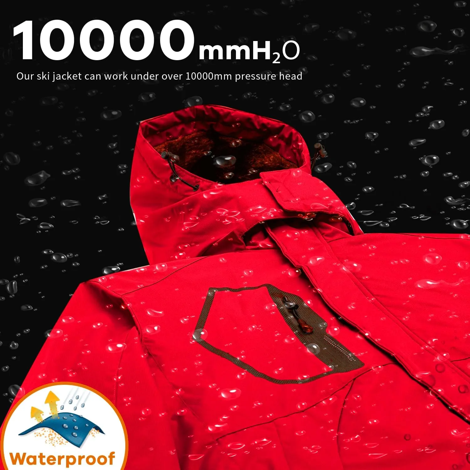 WULFUL Men's Waterproof Ski Jacket Warm Winter Snow Coat Mountain Windbreaker