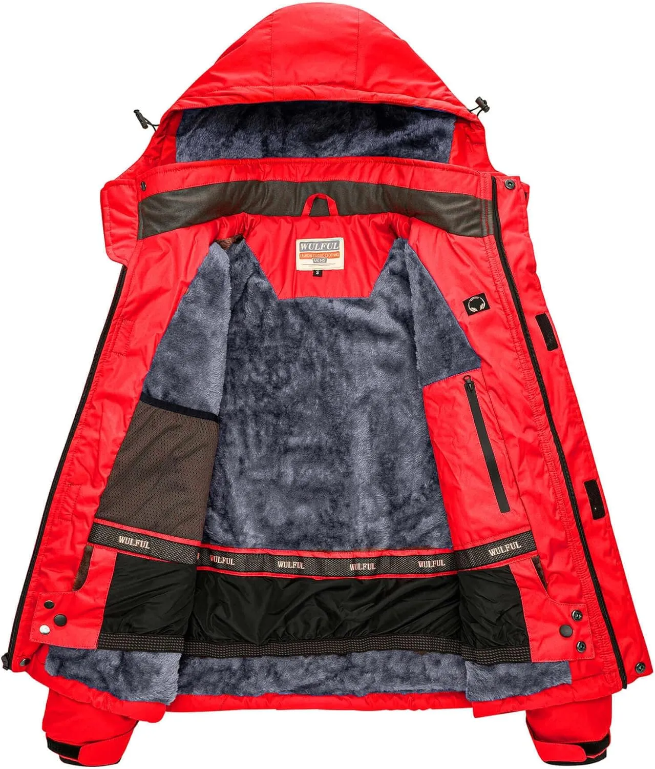 WULFUL Men's Waterproof Ski Jacket Warm Winter Snow Coat Mountain Windbreaker