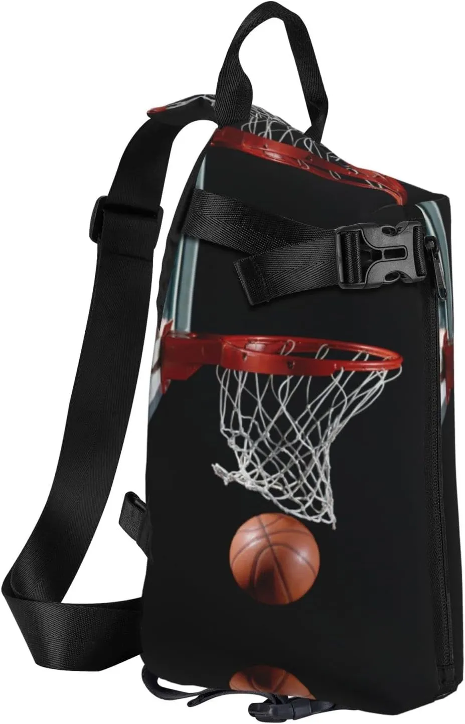 Wurton Basketball Print Travel Crossbody Backpack Bag,Lightweight Sling Bag For Travel Unisex