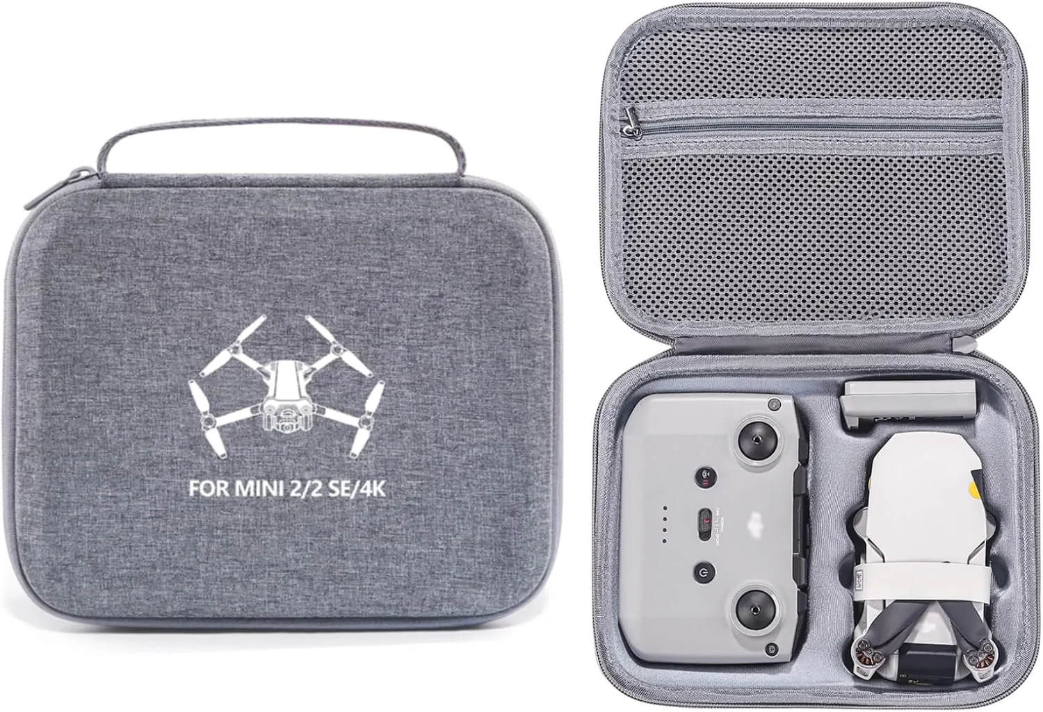XBERSTAR Mavic Mini 2 Carrying Case for DJI Mavic Mini 2/ Mini 2 SE/Mini 4k Drone Case Hard Shell Storage Bag Mavic Mini 2 Drone Accessories, Gray, Carrying Case