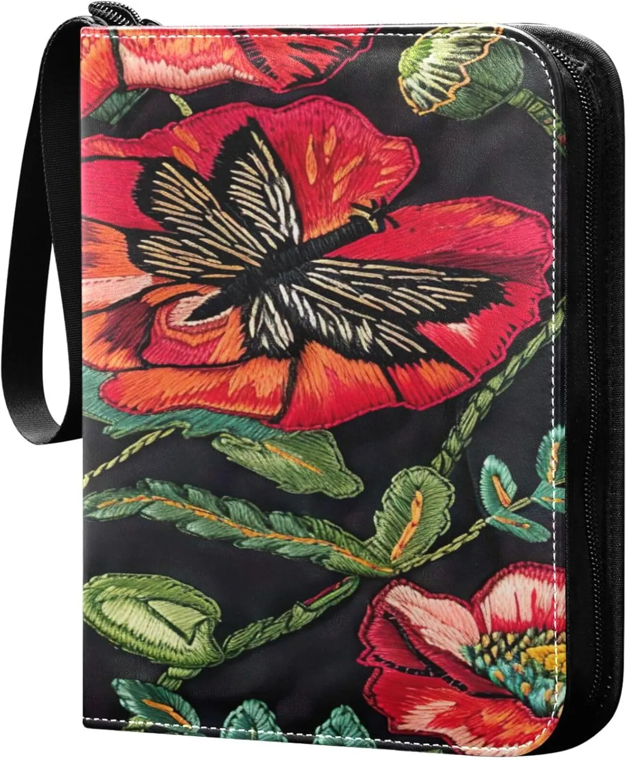 xigua Colorful Herbal Wildflower Card Binder 4-Pockets, Trading Card Binder 400 Pockets Baseball Card Binder Waterproof PU Leather Card Collection Binder for Games Card Album Card