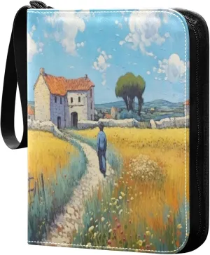 xigua Van Gogh Paintings Card Binder 4-Pockets, Trading Card Binder 400 Pockets Baseball Card Binder Waterproof PU Leather Card Collection Binder for Games Card Album Card