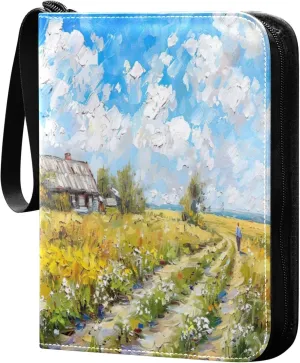 xigua Van Gogh Paintings Card Binder 4-Pockets, Trading Card Binder 400 Pockets Baseball Card Binder Waterproof PU Leather Card Collection Binder for Games Card Album Card