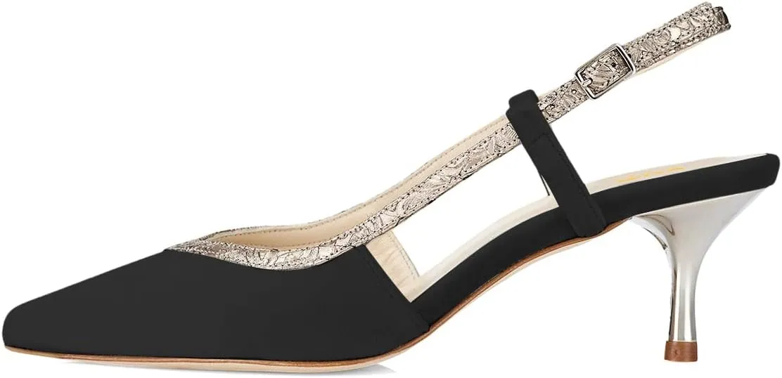 XYD Pointed Toe Velvet Pumps for Women Plated Low Heels Kitten Slingback Dress Wedding Bridal Prom Comfy Shoes