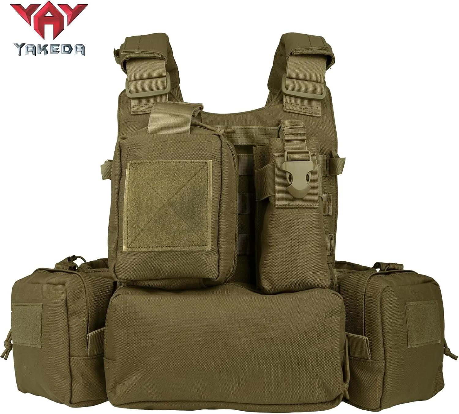 YAKEDA Tactical Training Vest with PALS System - Multi-Pocket Adjustable Straps Quick-Release Buckle for Hunting