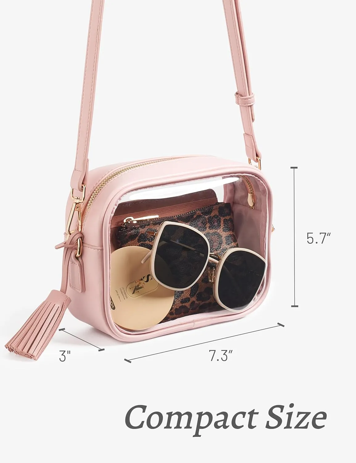 Yarnic Stadium Approved PVC Crossbody Purse - Small Clear Bag with Adjustable Shoulder Strap
