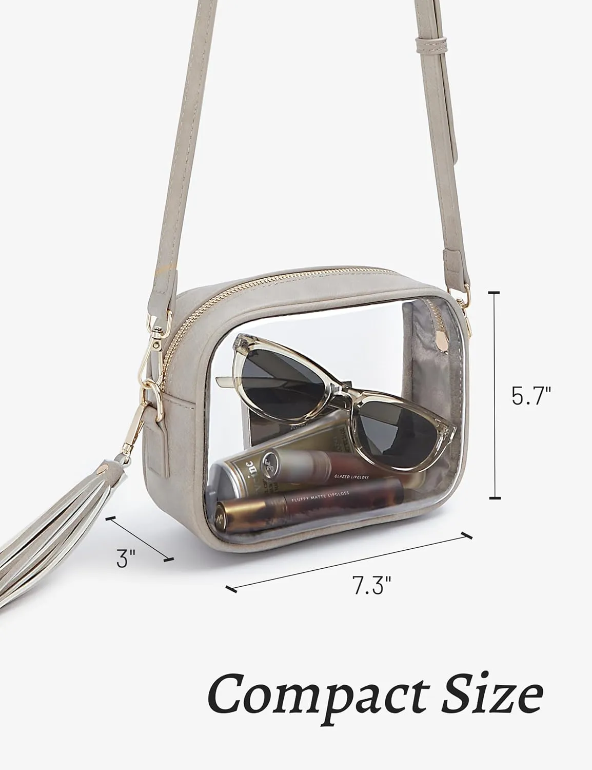 Yarnic Stadium Approved PVC Crossbody Purse - Small Clear Bag with Adjustable Shoulder Strap