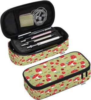 Yekiua Amanita Pen Bag Snails Caterpillars Ladybugs Mushroom Large Pencil Case Big Capacity Pencil Pouch Pencil Holder
