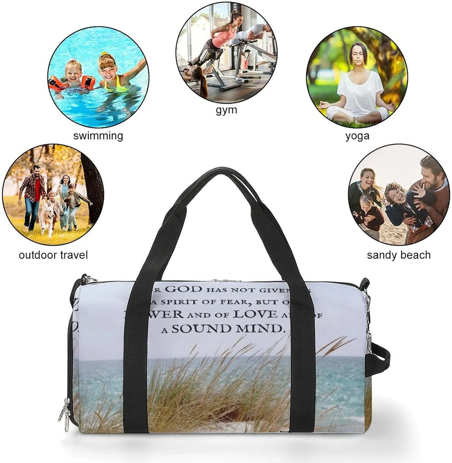 Yellow Lemons Pattern Fitness Bag with Large Capacity Backpack And Waterproof Bag