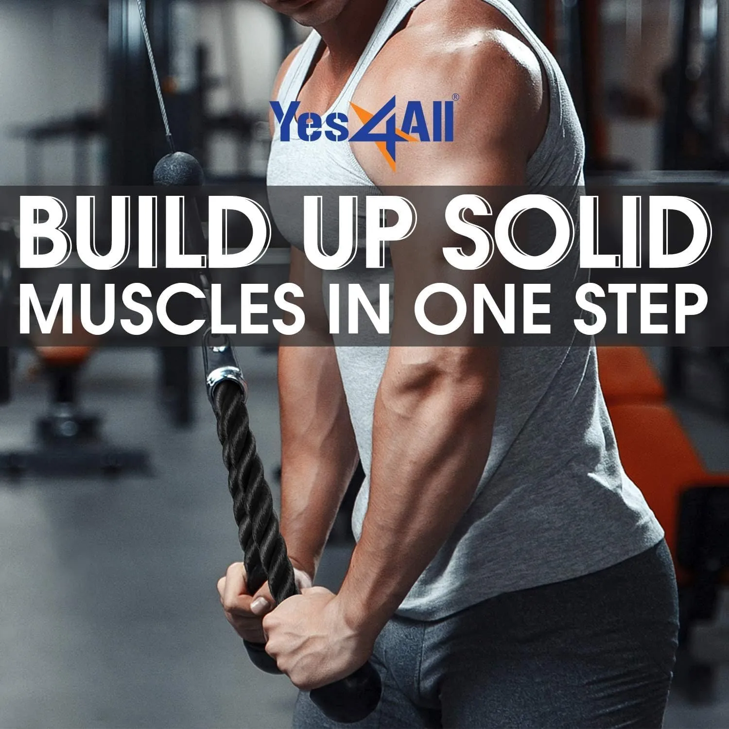 Yes4All Tricep Press Down Cable Machine Attachment Set, LAT Pulldown Attachment, Cable Machine Accessories for Home Gym
