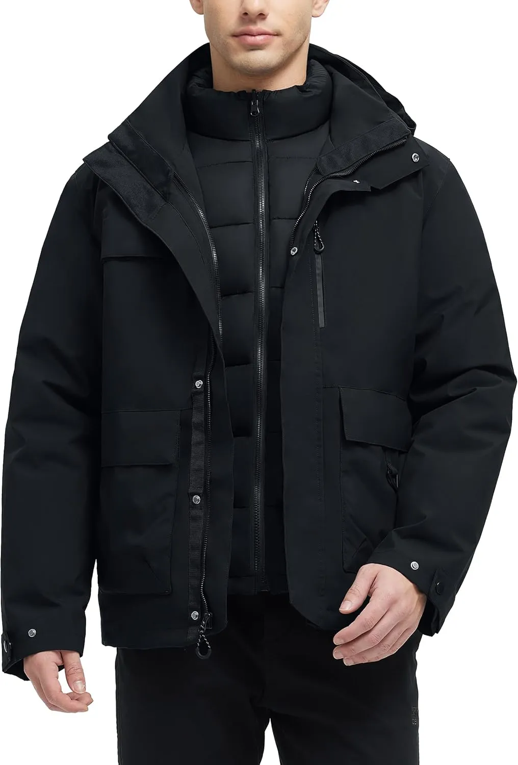 YGREYG Men's 3 in 1 Waterproof Winter Jackets Ski Warm Snow Rain Coat Puffer Liner Hood Windbreaker
