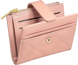 YINHEXI Wallet Women, RFID Blocking Small Compact Bifold PU Leather Card Holder Pocket Wallet Ladies Mini Purse with Coin Pocket (Baby Pinke-1)