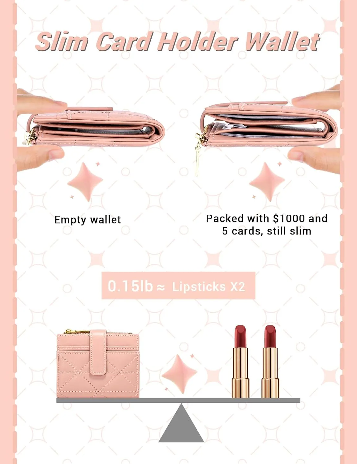 YINHEXI Wallet Women, RFID Blocking Small Compact Bifold PU Leather Card Holder Pocket Wallet Ladies Mini Purse with Coin Pocket (Baby Pinke-1)