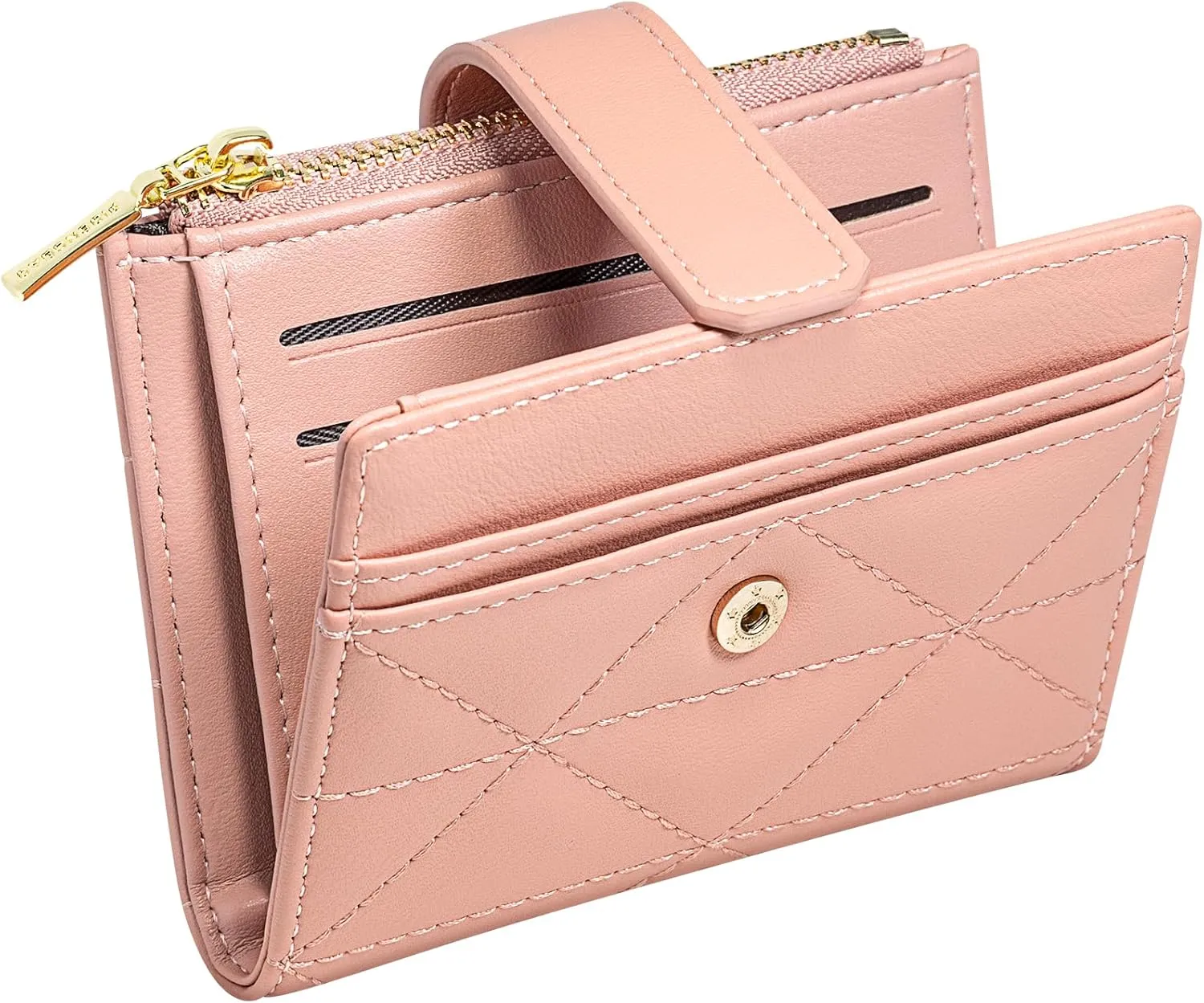 YINHEXI Wallet Women, RFID Blocking Small Compact Bifold PU Leather Card Holder Pocket Wallet Ladies Mini Purse with Coin Pocket (Baby Pinke-1)