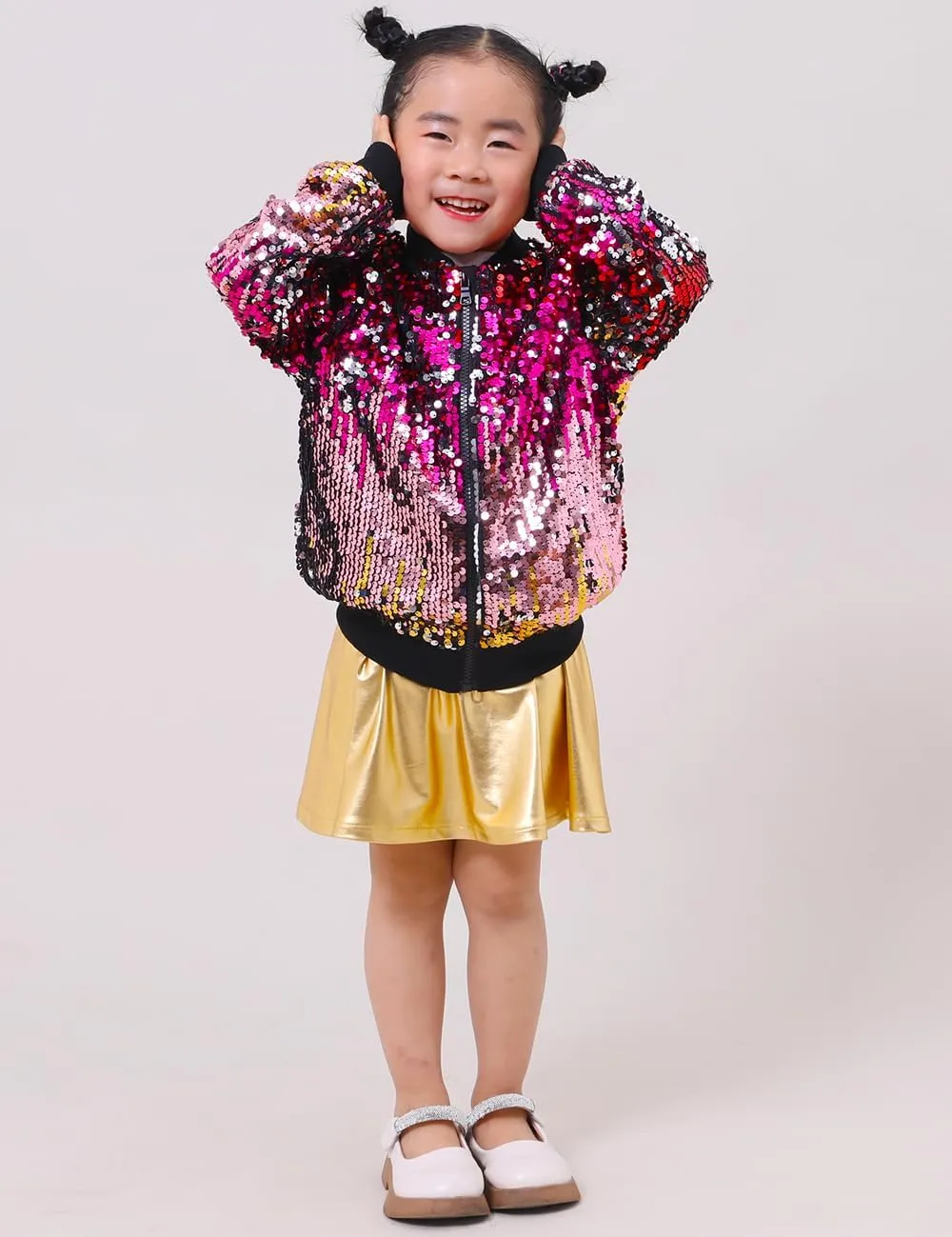 YIYI Sequin Jackets for Girls Kids Boys Glitter Sparkle Bomber Varsity Birthday Party Shiny Outwear Clothes