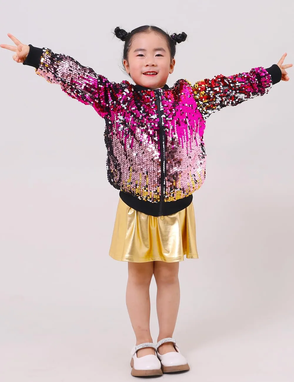 YIYI Sequin Jackets for Girls Kids Boys Glitter Sparkle Bomber Varsity Birthday Party Shiny Outwear Clothes