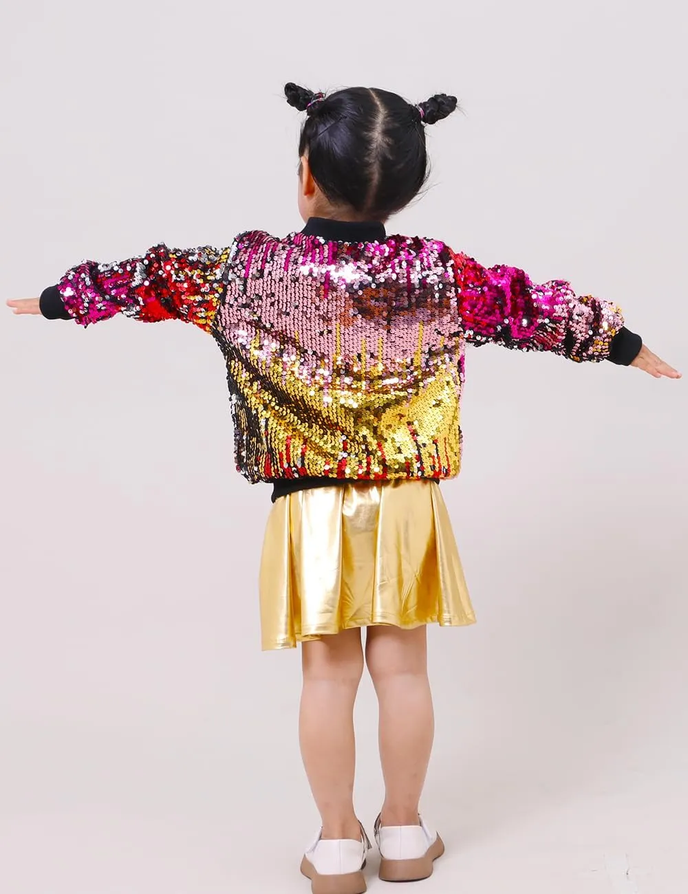 YIYI Sequin Jackets for Girls Kids Boys Glitter Sparkle Bomber Varsity Birthday Party Shiny Outwear Clothes