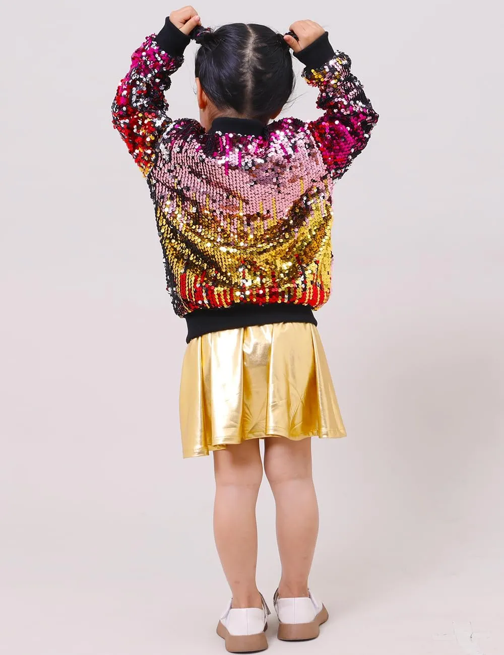 YIYI Sequin Jackets for Girls Kids Boys Glitter Sparkle Bomber Varsity Birthday Party Shiny Outwear Clothes