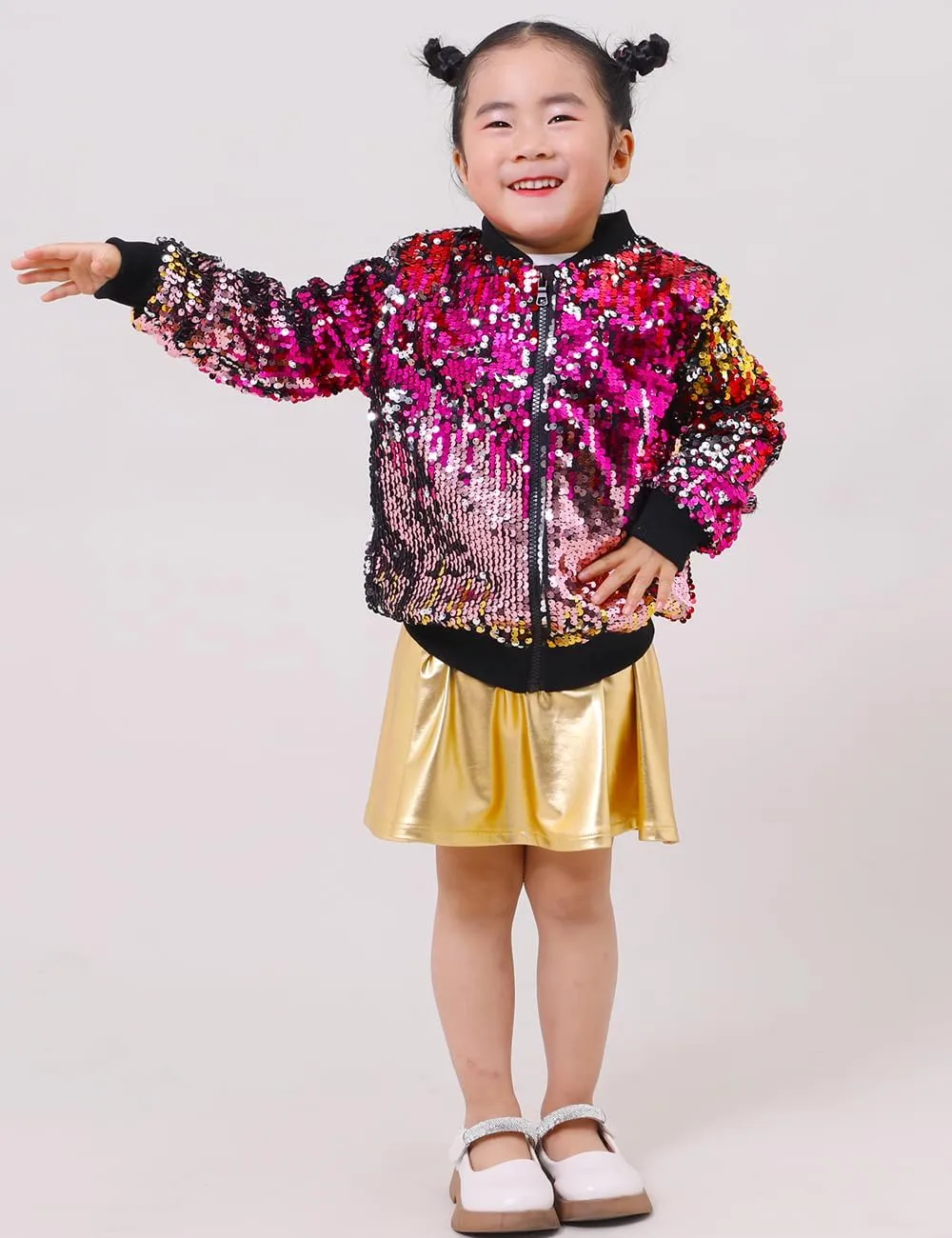 YIYI Sequin Jackets for Girls Kids Boys Glitter Sparkle Bomber Varsity Birthday Party Shiny Outwear Clothes