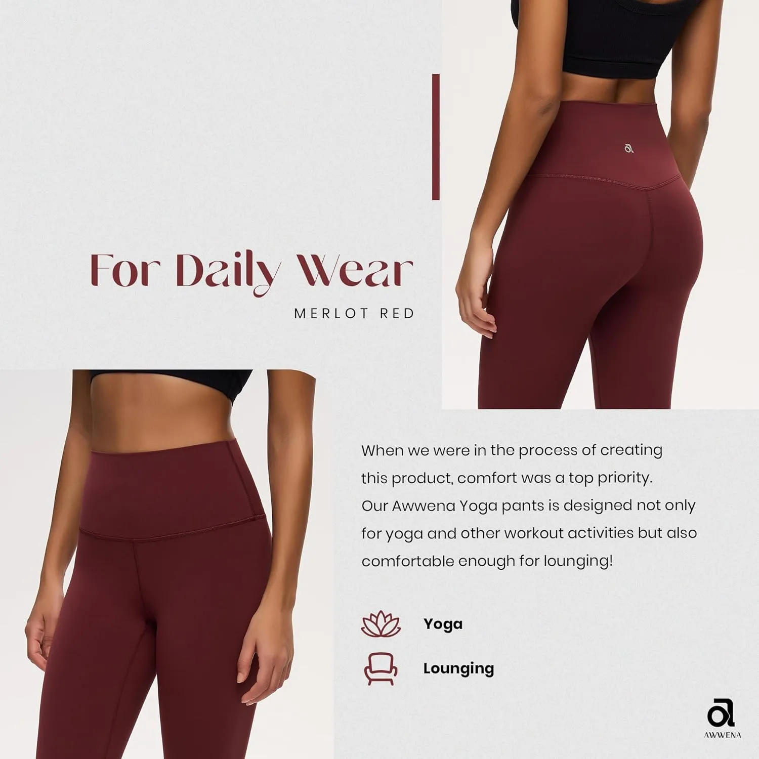 Yoga Wenabutter Workout Leggings for Women Activewear Loungewear Functional Fitness Running Highwaisted Gym Pants 25"
