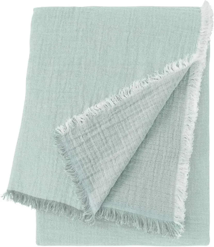 Yves Delorme Minorque Mousse Throw - Stone Washed Linen - Durable, Warm and Cozy Luxury Throw Blanket