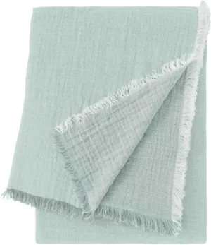Yves Delorme Minorque Mousse Throw - Stone Washed Linen - Durable, Warm and Cozy Luxury Throw Blanket