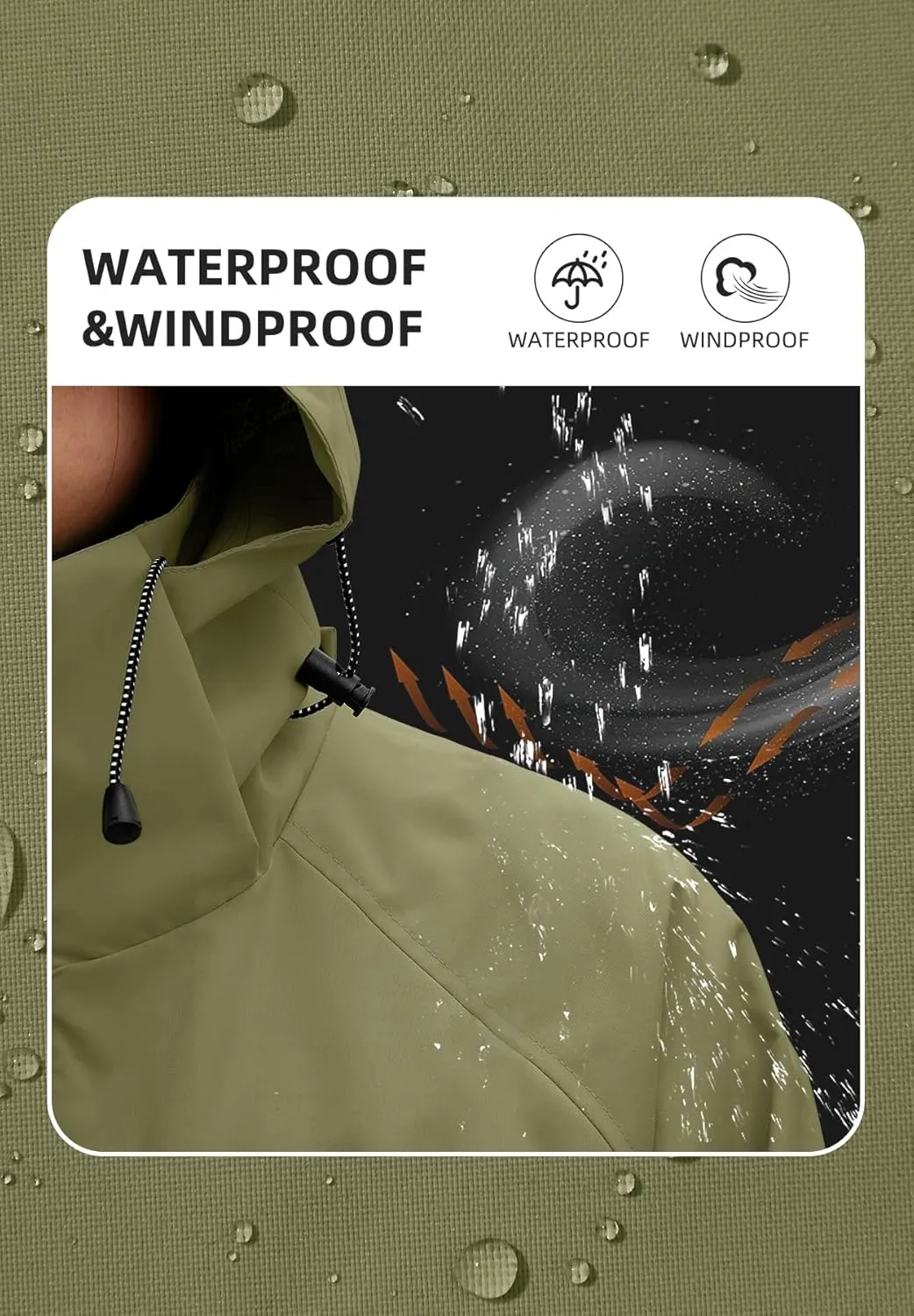 Zando Lightweight Rain Jacket Women Waterproof Rain Coats for Women Loose Fit Raincoat Hooded Hiking Windbreaker Jacket Women