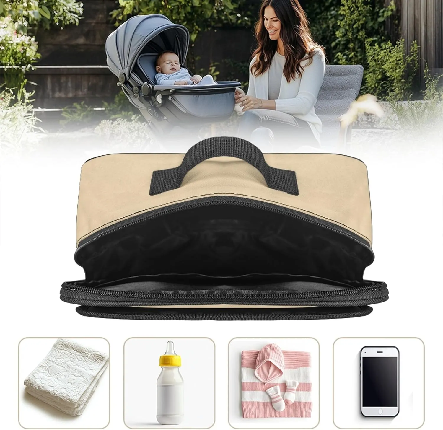Zanxaintu Cute Hedgehog Small Diaper Bag Mini Lightweight Stroller Organizer Small Diaper Bag Backpack with Pocket Large Space Diapers Purse Stroller Caddy