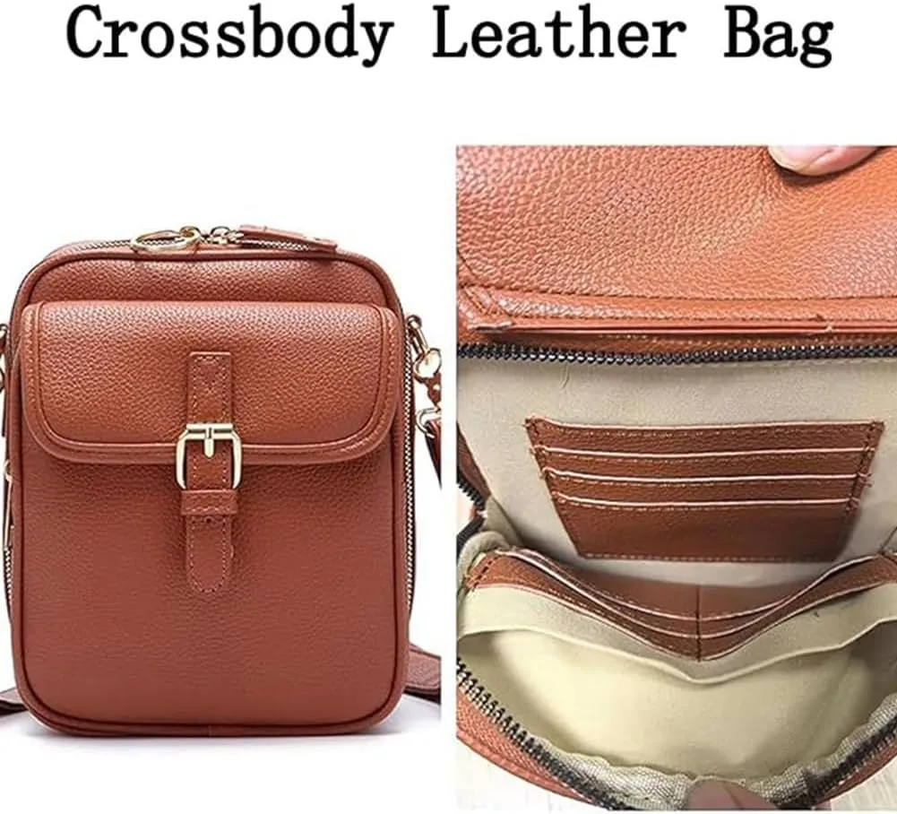 Zealburst Crossbody Leather Bag, Forcipower Crossbody Leather Bag, Vintage Anti Theft Shoulder Bag with Card Slots