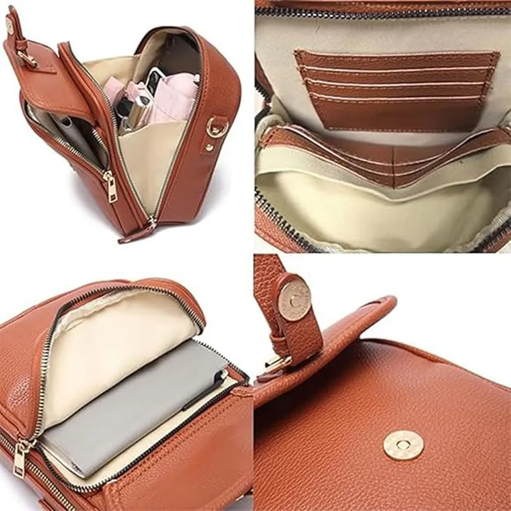 Zealburst Crossbody Leather Bag, Forcipower Crossbody Leather Bag, Vintage Anti Theft Shoulder Bag with Card Slots