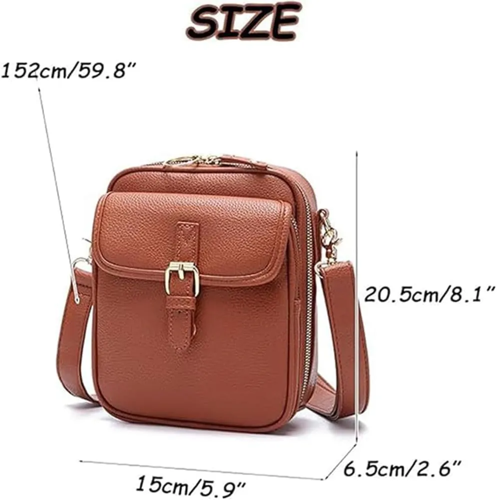 Zealburst Crossbody Leather Bag, Forcipower Crossbody Leather Bag, Vintage Anti Theft Shoulder Bag with Card Slots