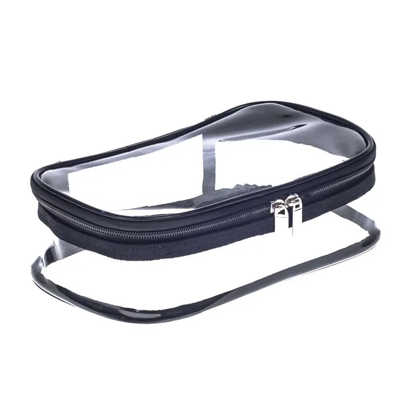 Zippered Transparent Vinyl Makeup Pouch Clear Travel Beauty Bag