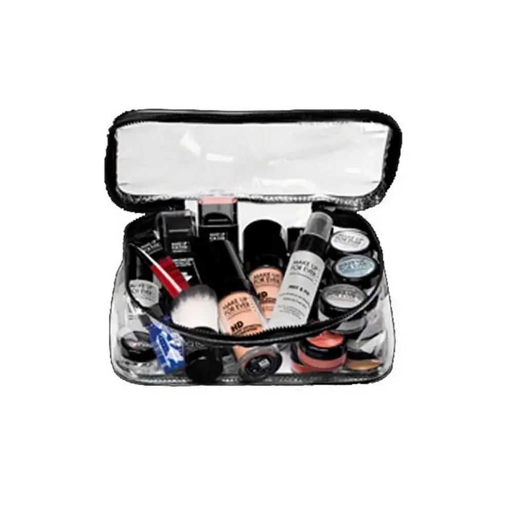 Zippered Transparent Vinyl Makeup Pouch Clear Travel Beauty Bag