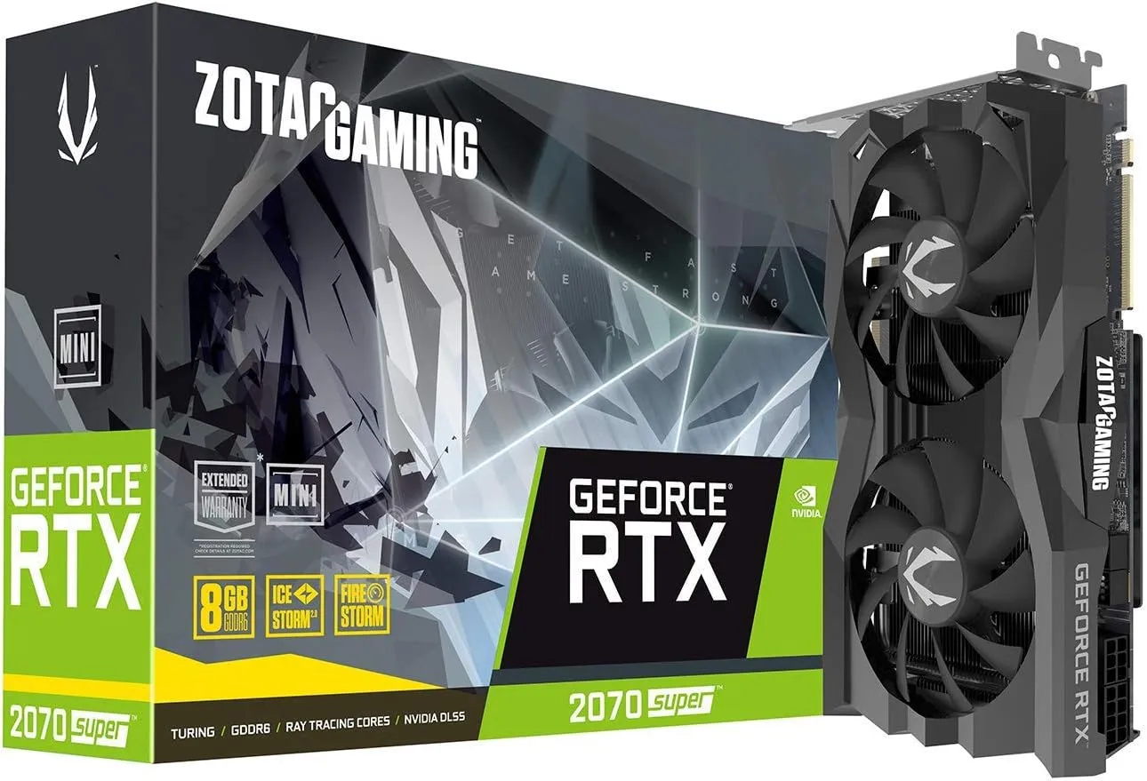 ZOTAC Gaming GeForce RTX 2070 Super Mini 8GB GDDR6 256-Bit 14Gbps Gaming Graphics Card, Ice Storm 2.0, Super Compact, ZT-T20710E-10M (Renewed)