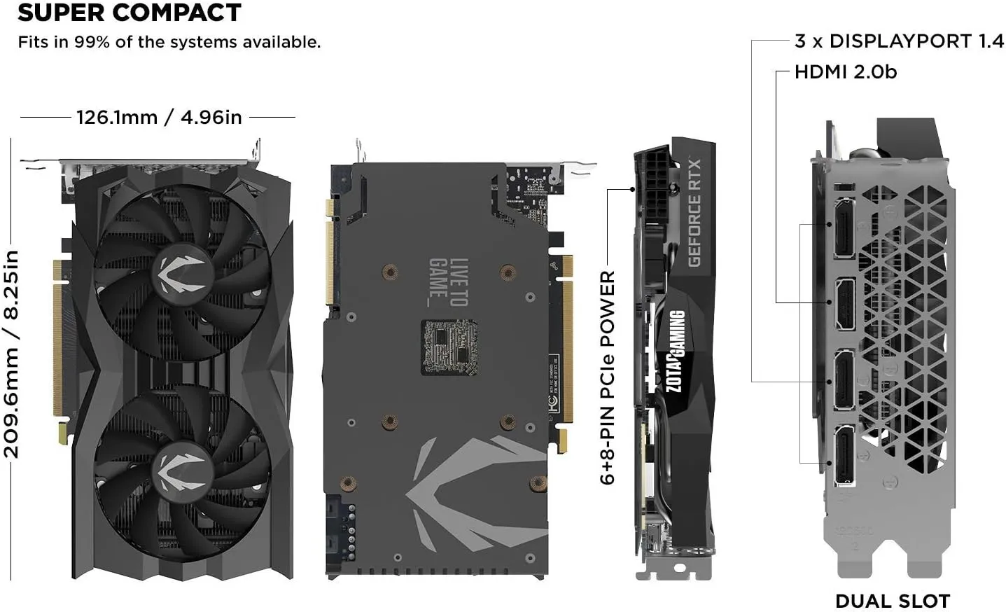 ZOTAC Gaming GeForce RTX 2070 Super Mini 8GB GDDR6 256-Bit 14Gbps Gaming Graphics Card, Ice Storm 2.0, Super Compact, ZT-T20710E-10M (Renewed)