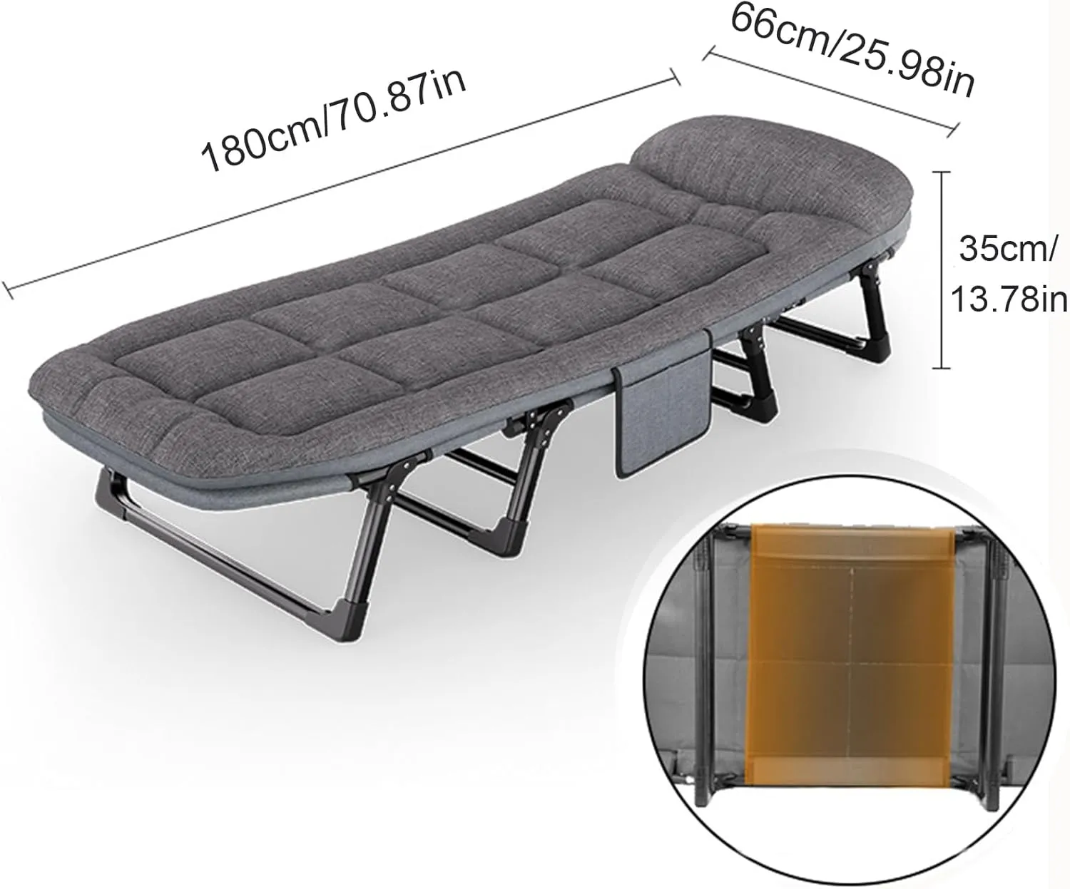 ZTGL B,180x66cm, Portable Camp Cot Bed, Folding Camping Cot for Adults, Office Nap Folding Lounge Chairs, Outdoor Comfortable Lightweight Bed, Portable Sleeping Bed