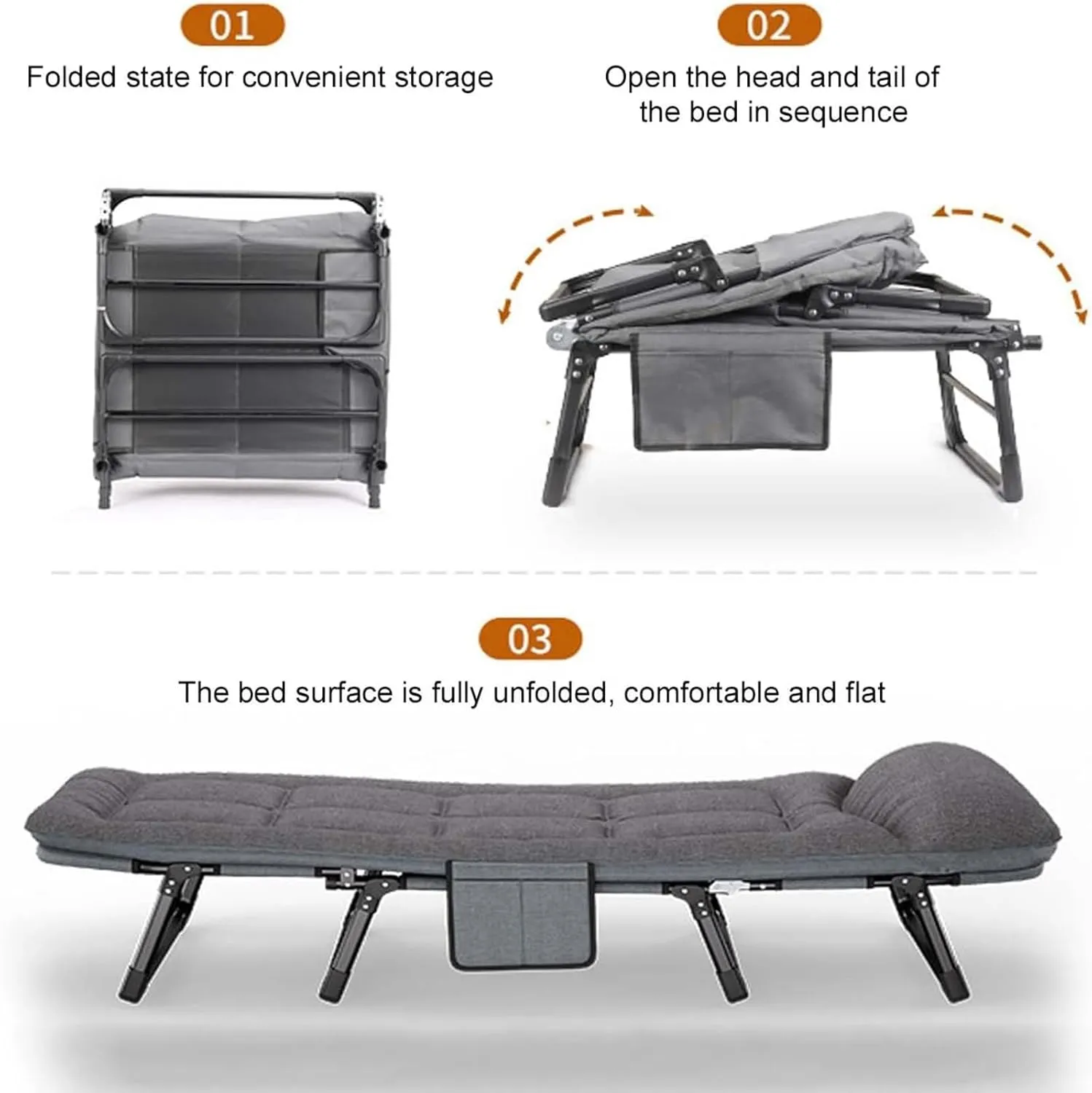 ZTGL B,180x66cm, Portable Camp Cot Bed, Folding Camping Cot for Adults, Office Nap Folding Lounge Chairs, Outdoor Comfortable Lightweight Bed, Portable Sleeping Bed